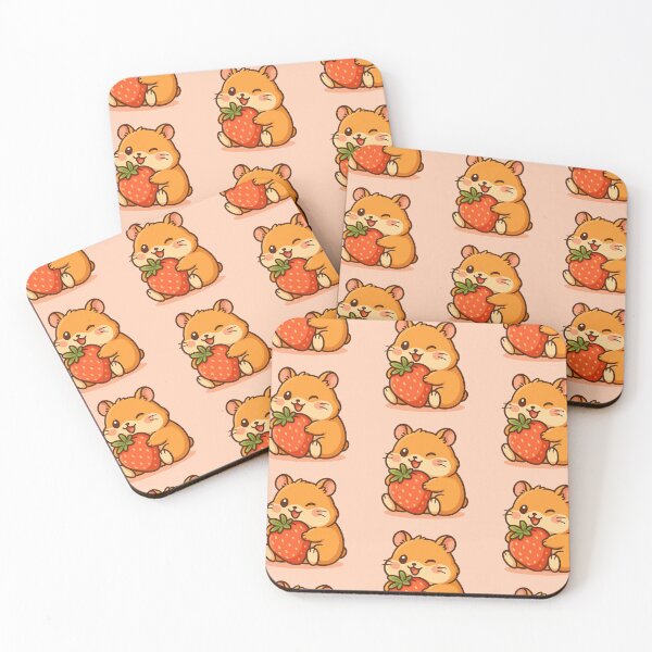 Item preview, Kawaii Hamster with Strawberry – Cute Animal Illustration designed and sold by SHINEMUZ.