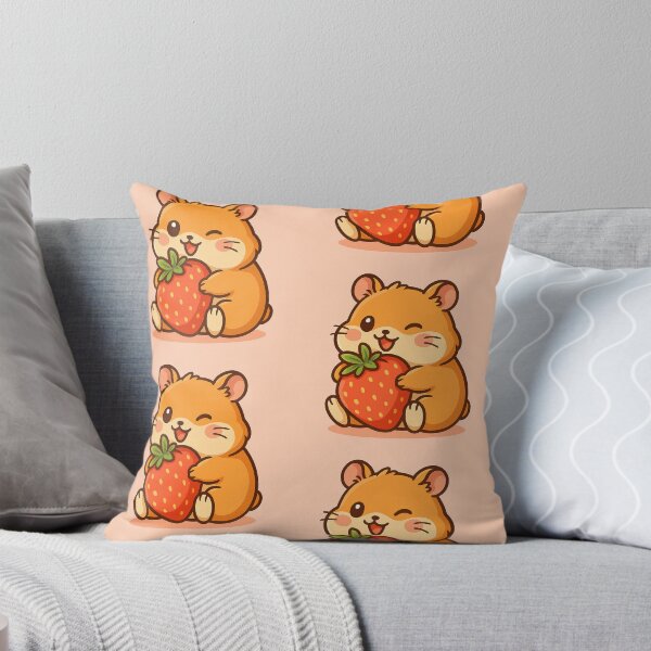Item preview, Kawaii Hamster with Strawberry – Cute Animal Illustration designed and sold by SHINEMUZ.