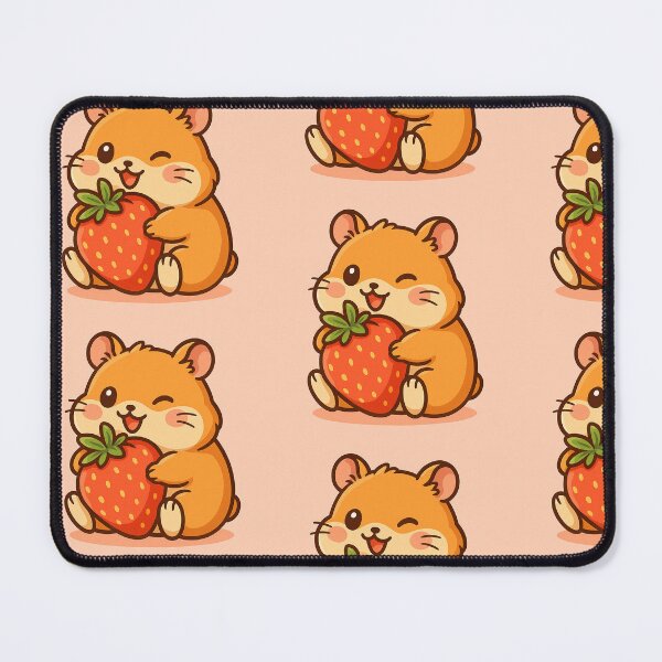Item preview, Kawaii Hamster with Strawberry – Cute Animal Illustration designed and sold by SHINEMUZ.