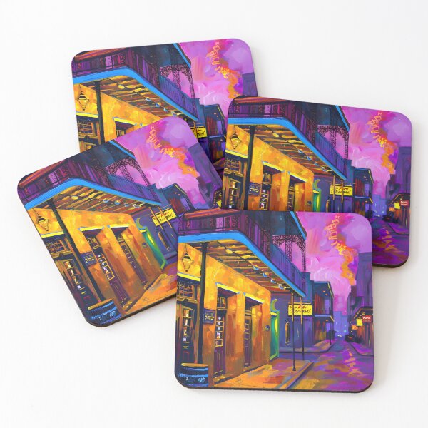 Item preview, Follow the Glow to New Orleans Bar Nights- A Vivid Alley of Color and Culture Abstract Digital AI Art designed and sold by OlfactoART Studio.