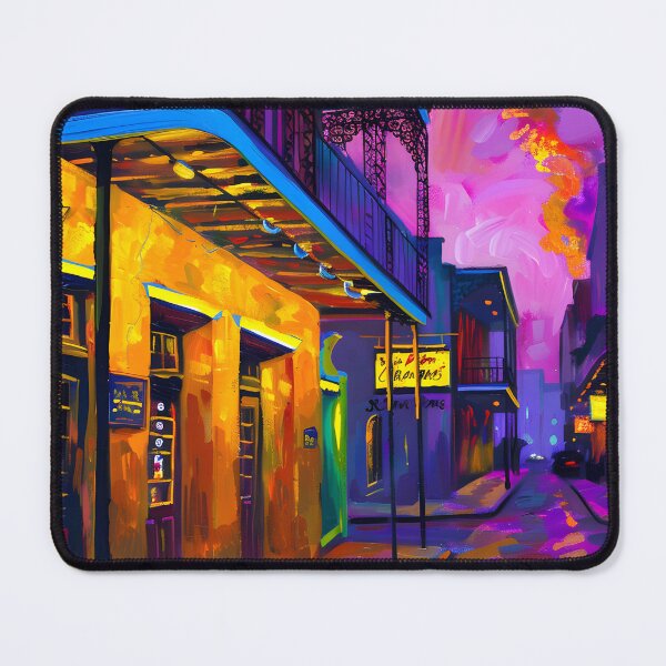 Item preview, Follow the Glow to New Orleans Bar Nights- A Vivid Alley of Color and Culture Abstract Digital AI Art designed and sold by OlfactoART Studio.