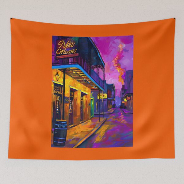 Item preview, Follow the Glow to New Orleans Bar Nights- A Vivid Alley of Color and Culture Abstract Digital AI Art designed and sold by OlfactoART Studio.