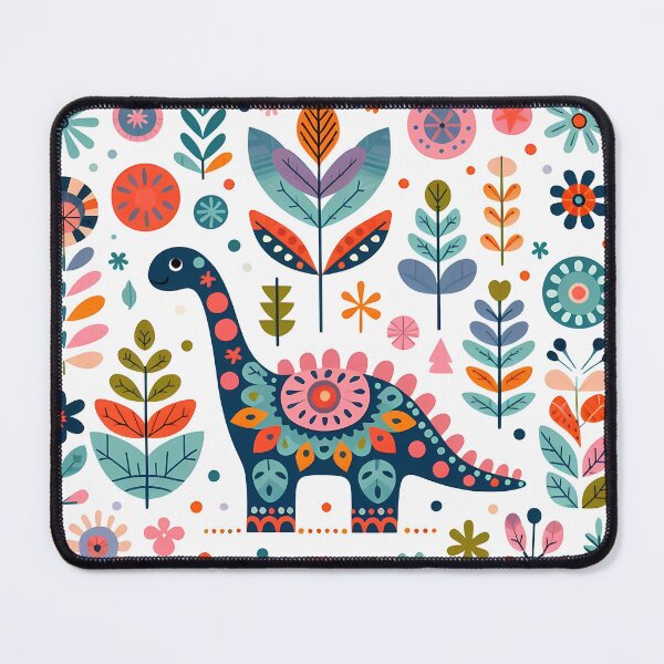 Item preview, Dinosaur: Floral Dino - Scandinavian Folk Art by heidiannemorris © designed and sold by FOLK ART FUSION by heidiannemorris.