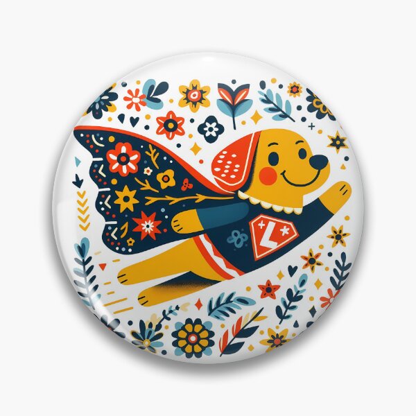 Item preview, Superhero Labrador: Flying Pup - Scandinavian Folk Art by heidiannemorris © designed and sold by FOLK ART FUSION by heidiannemorris.