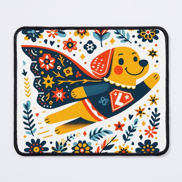 Item preview, Superhero Labrador: Flying Pup - Scandinavian Folk Art by heidiannemorris © designed and sold by FOLK ART FUSION by heidiannemorris.