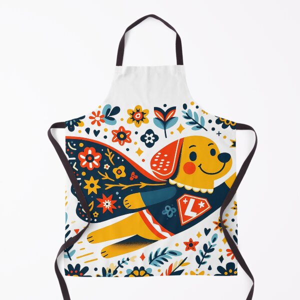 Item preview, Superhero Labrador: Flying Pup - Scandinavian Folk Art by heidiannemorris © designed and sold by FOLK ART FUSION by heidiannemorris.