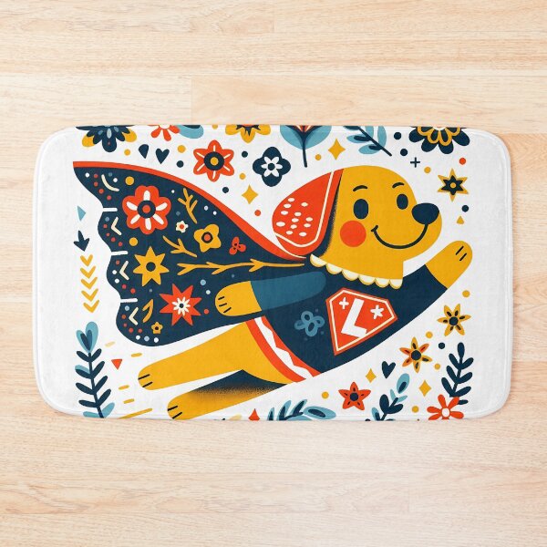 Item preview, Superhero Labrador: Flying Pup - Scandinavian Folk Art by heidiannemorris © designed and sold by FOLK ART FUSION by heidiannemorris.