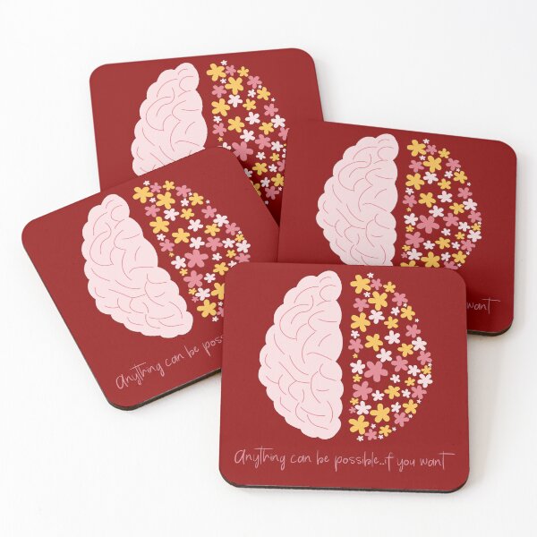 Item preview, Floral Brain Art with Motivational Quote – Anything Can Be Possible If You Want designed and sold by SmyrnaArtGalery.