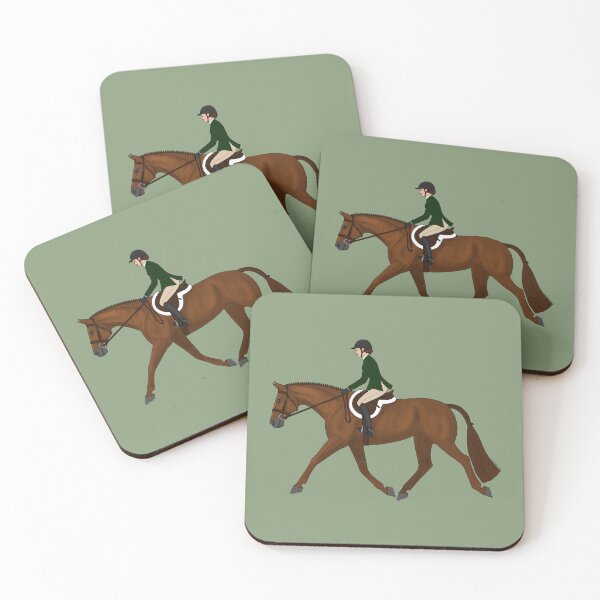 Item preview, Chestnut Hunter Under Saddle with Rider in Green Coat designed and sold by DappledMoon.