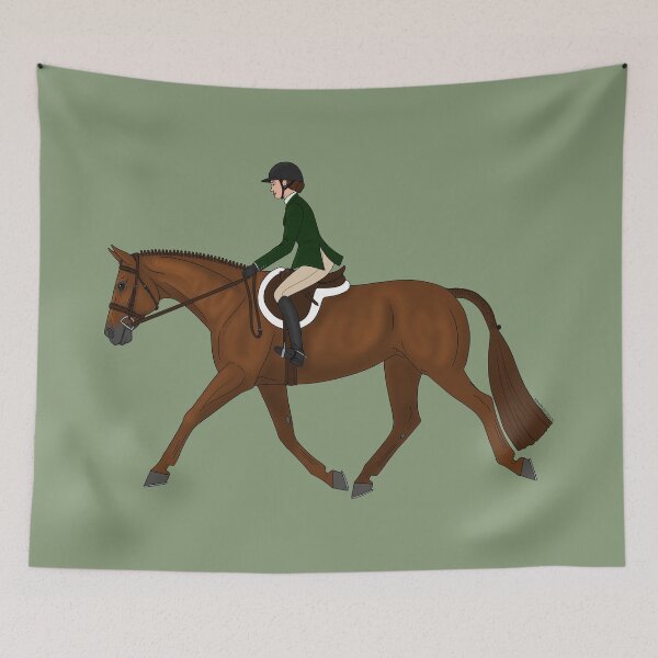 Item preview, Chestnut Hunter Under Saddle with Rider in Green Coat designed and sold by DappledMoon.
