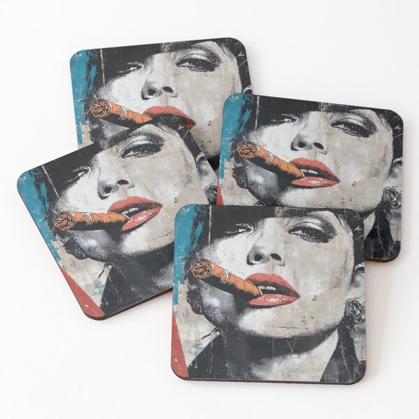 Item preview, Own the Moment - Bold Woman in Hat with Cigar and Red Lip Power Mysterious Dark Beauty designed and sold by OlfactoART Studio.