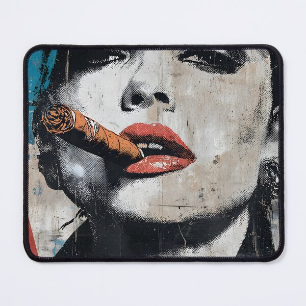 Item preview, Own the Moment - Bold Woman in Hat with Cigar and Red Lip Power Mysterious Dark Beauty designed and sold by OlfactoART Studio.