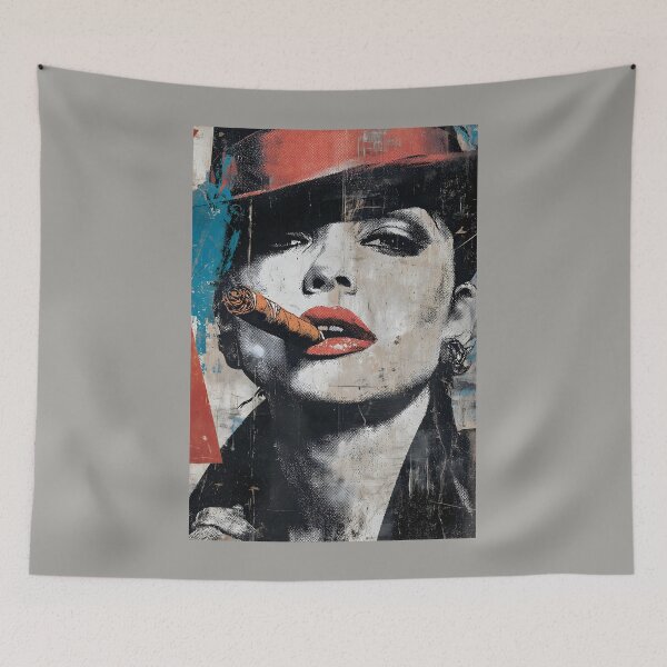 Item preview, Own the Moment - Bold Woman in Hat with Cigar and Red Lip Power Mysterious Dark Beauty designed and sold by OlfactoART Studio.