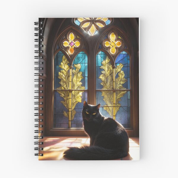 Item preview, Gothic Window Sunbeam – Regal Black Cat with Stained Glass Light designed and sold by dreamparlor.