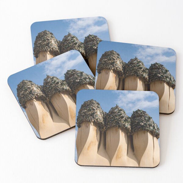 Item preview, Whimsical Chimneys - Antoni Gaudi Bottle Glass Trio at Casa Mila designed and sold by Georgia Mizuleva.