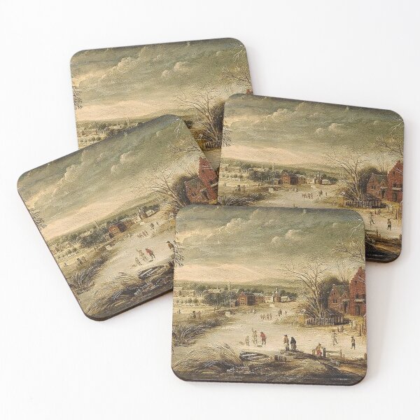 Item preview, A Village Scene in Winter with Skaters designed and sold by tomorrowsart.