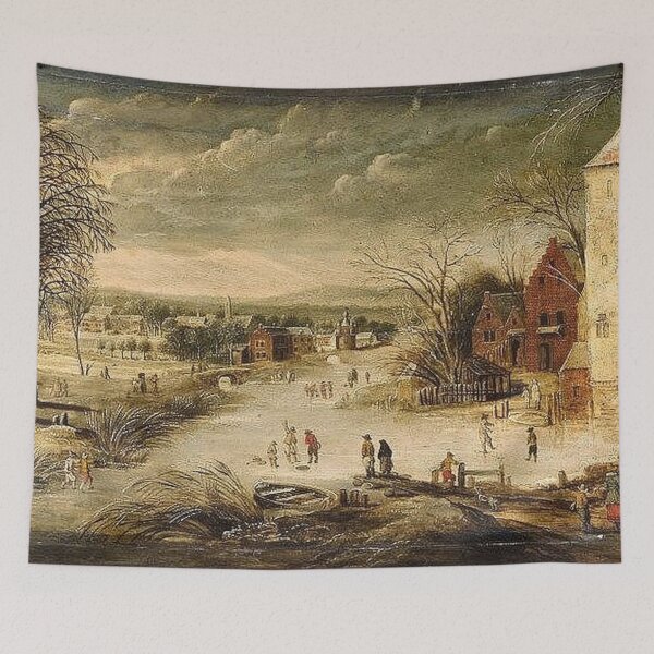 Item preview, A Village Scene in Winter with Skaters designed and sold by tomorrowsart.