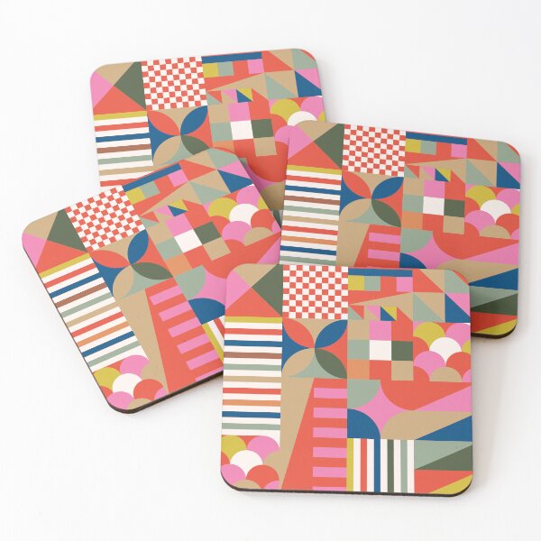 Item preview, Bold Bauhaus Geometric Patchwork – Retro Modern Color Block Pattern designed and sold by Navitaloves.
