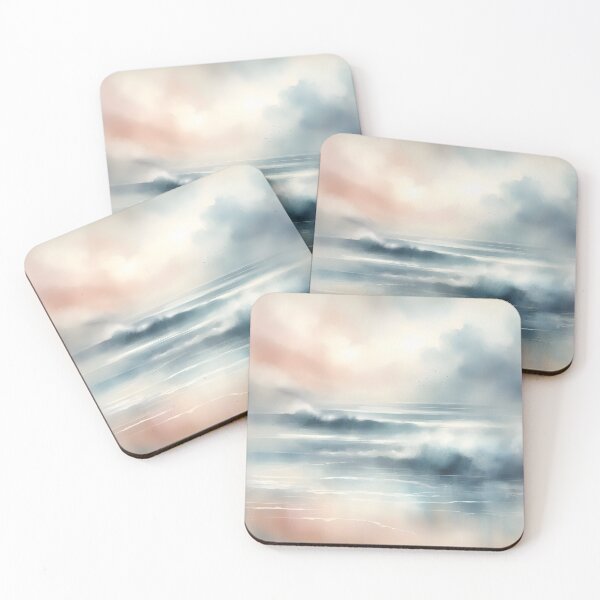 Item preview, Misty Watercolor Ocean Print – Coastal Wall Art designed and sold by JokesterTV777.