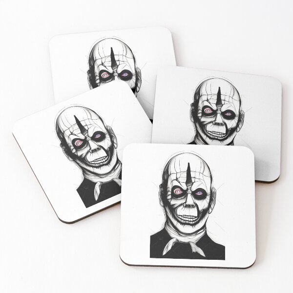 Item preview, black and white zombie with bloodshot blue eyes.   designed and sold by promptjunkiedesigns.