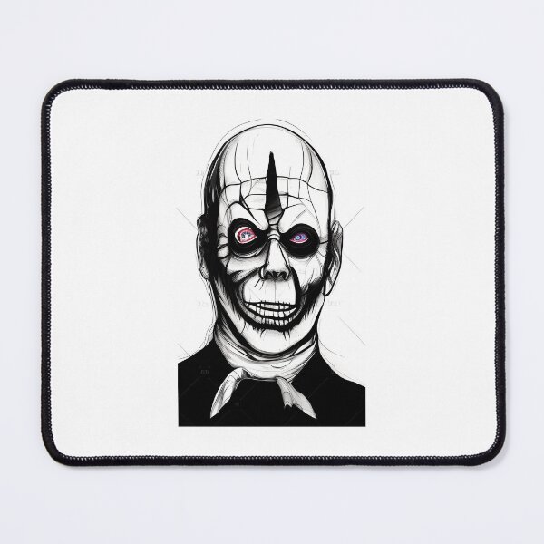 Item preview, black and white zombie with bloodshot blue eyes.   designed and sold by promptjunkiedesigns.