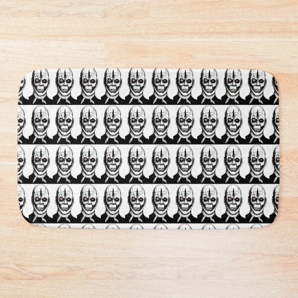 Item preview, black and white zombie with bloodshot blue eyes.   designed and sold by promptjunkiedesigns.