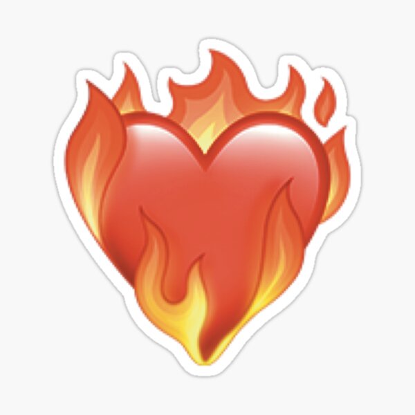Minimalist Heart on Fire - Burning Heart Emoji - Romantic Aesthetic Design - Joshua & Jessica Sticker
