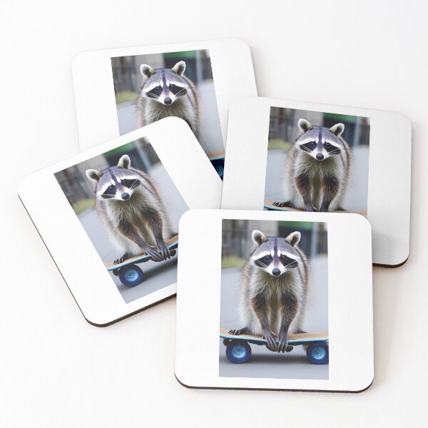 Item preview, cute raccoon riding a skateboard, designed and sold by promptjunkiedesigns.