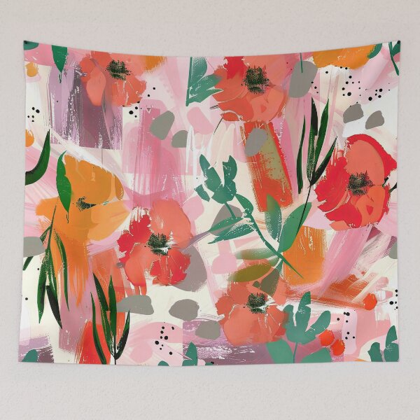 Item preview, Impressionist Floral Abstract In Papaya Orange And Red  designed and sold by DEC02.