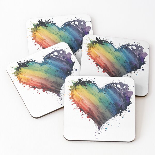 Item preview, rainbow watercolor dark heart designed and sold by paintedblackcat.