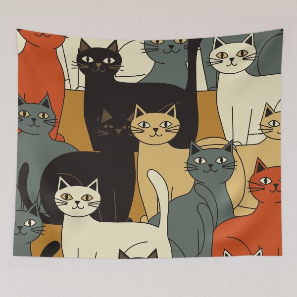 Item preview, Colorful Cat Pattern - Modern Pop Art Feline designed and sold by Timegraf.