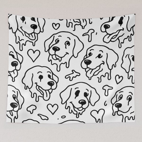 Item preview, Dog Happy or Dog in Love? Graffiti Golden Retriever Pattern (black/yellow) designed and sold by Out of Orbit.