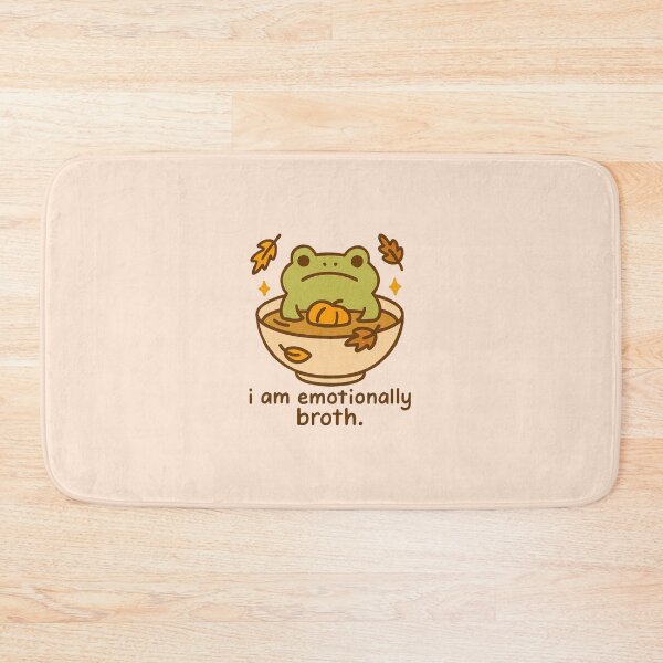 Item preview, “i am emotionally broth” – Frog in a Soup Bowl Fall Sticker designed and sold by SnugbugStudios.