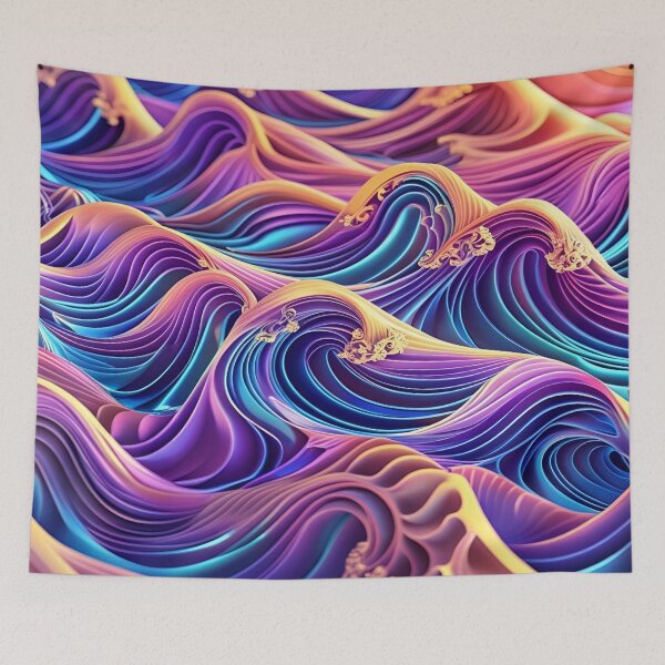 Item preview, Brilliant Luminous Pink and Purple Golden Waves Design designed and sold by greenflashwear.