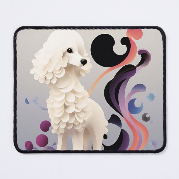 Item preview, Elegant White Poodle with Abstract Colorful Swirls designed and sold by PaintbrushPlace.