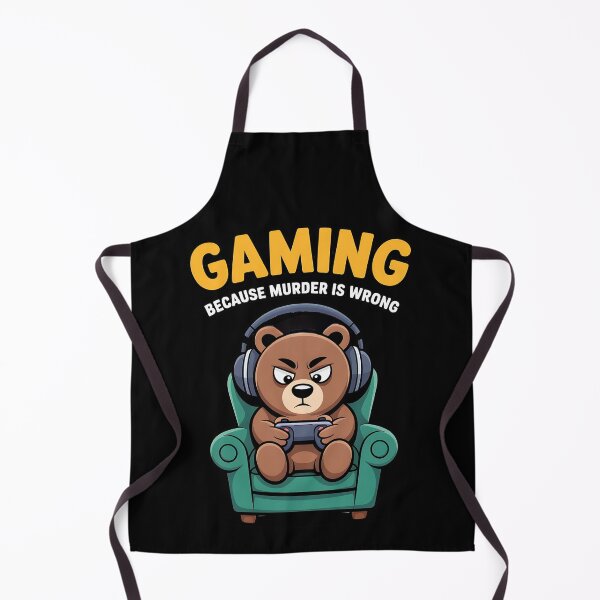 Item preview, Funny Gamer Bear, Gaming Because Murder Is Wrong designed and sold by Bliss Find And Design.