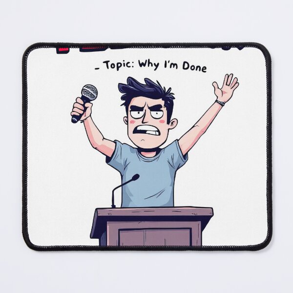 Item preview, A cartoon of a man standing at a podium with a microphone designed and sold by cafegrafis.