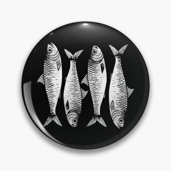 Item preview, Black and White Repeating Sardine Pattern Drawing designed and sold by TackyTime.
