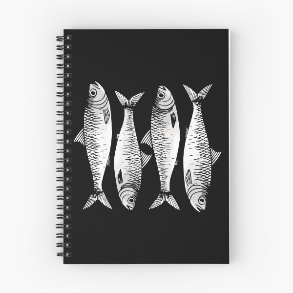 Item preview, Black and White Repeating Sardine Pattern Drawing designed and sold by TackyTime.