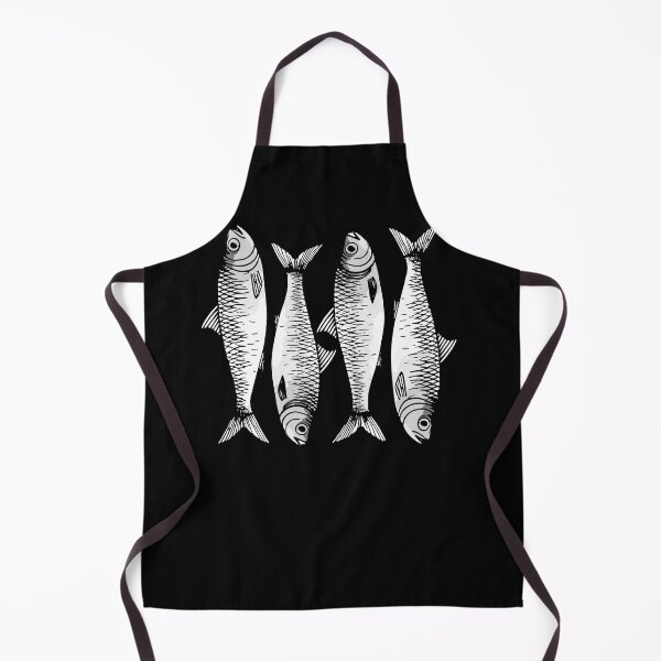 Aperçu de l'œuvre Dessin de sardines répétitives en noir et blanc créée et vendue par TackyTime.