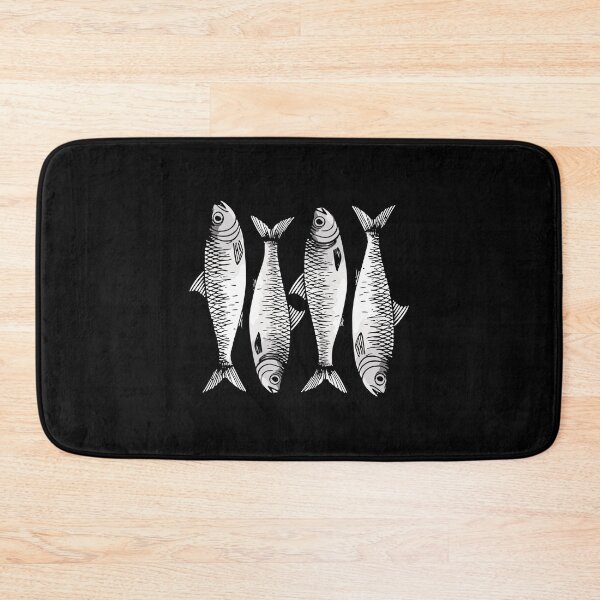 Item preview, Black and White Repeating Sardine Pattern Drawing designed and sold by TackyTime.