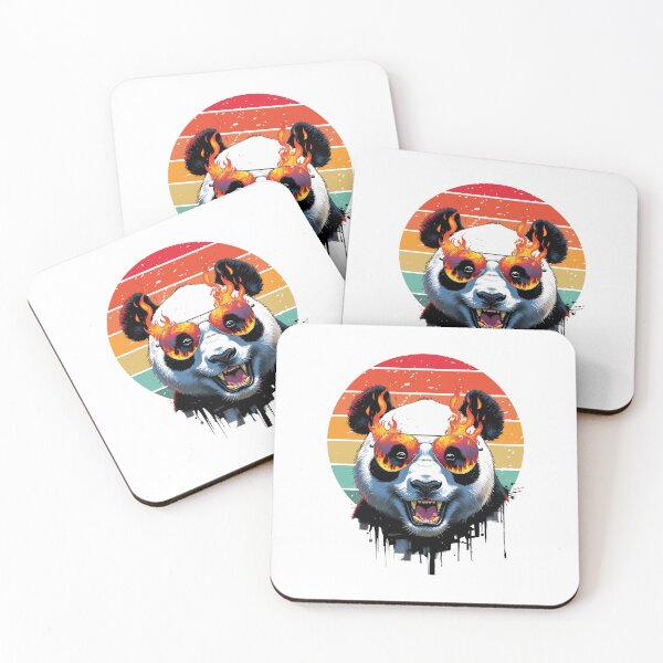 Item preview, Panda with Fire Glasses – Bold Vintage Sunset Artwork designed and sold by yuki-hana.