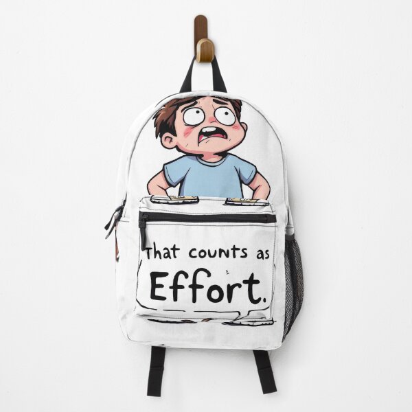 Item preview, A cartoon boy with a frown on his face and a sign that says that counts effort designed and sold by cafegrafis.