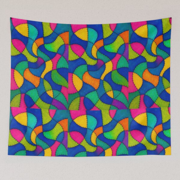 Item preview, Psychedelic Patchwork Wave Pattern designed and sold by weirdfishes123.
