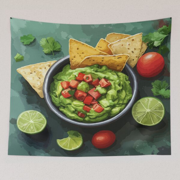 Item preview, Fresh Guacamole Avocado Dip with Chips – Healthy Vegetarian Snack Appetizer with Salsa, Lime, and Cilantro	 designed and sold by Mexa-Artists.