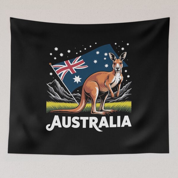 Artikelvorschau, Känguru patriotische australische Flagge Australien entworfen und verkauft von brynatshop.