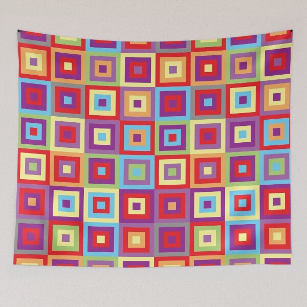 Item preview, Retro Geometric Square Pattern Rainbow designed and sold by BoggyRdBoutique.