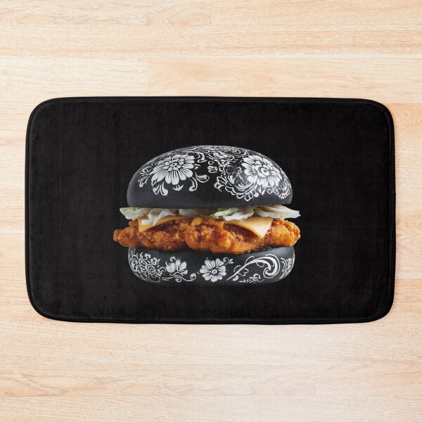 Item preview, Black chicken Burger bun with floral patterns designed and sold by Brendon987.