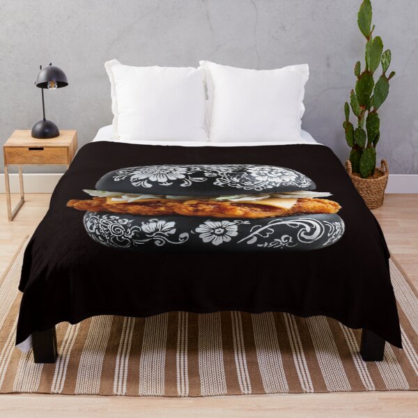 Item preview, Black chicken Burger bun with floral patterns designed and sold by Brendon987.