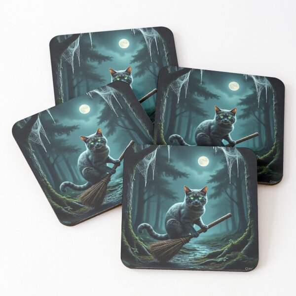 Item preview, Black cat with green eys full moon designed and sold by MeerkatWanderer.